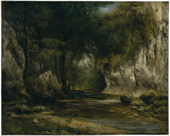 Gustave Courbet (Ornans 1819–1877 La Tour-de-Peilz), Waldlandschaft mit Bach, nach 1855, Öl auf Leinwand, 65 x 80 cm, Sammlung Oskar Reinhart «Am Römerholz», Winterthur