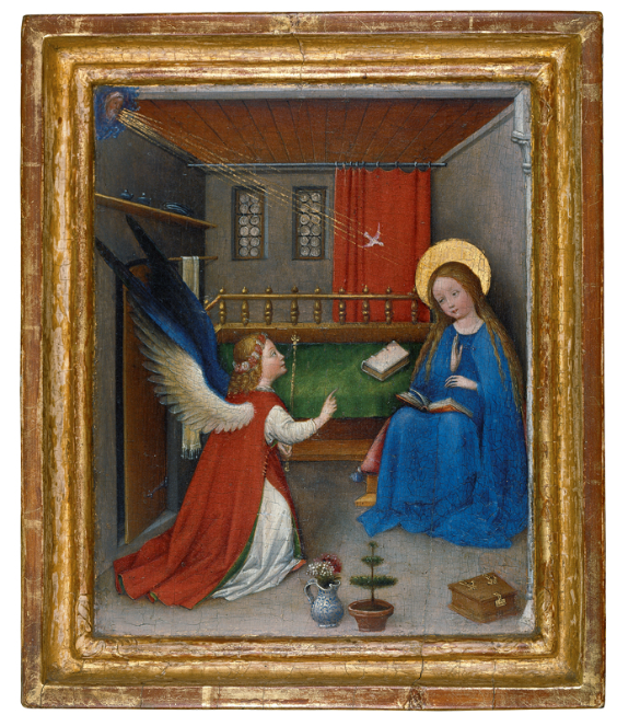 Oberrheinischer Meister <br /> Die Verkündigung an Maria, um 1420/30 <br /> Tempera auf Eichenholz, 23,5 x 19 cm