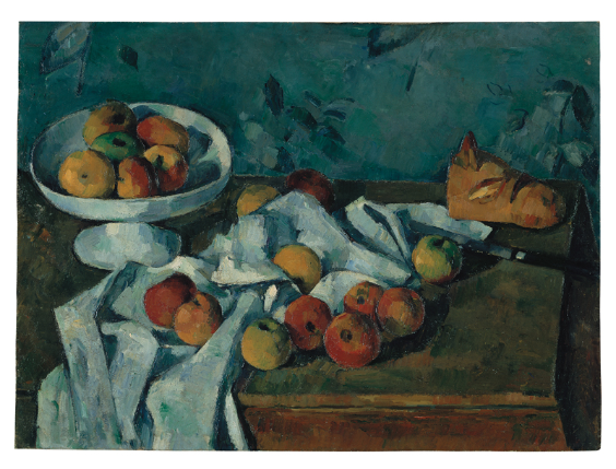 Paul Cézanne, Stilleben mit Obstschale, Äpfeln und Brot, 1879/80, Öl auf Leinwand, 55,1 x 74,4 cm