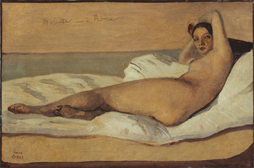 Jean-Baptiste Camille Corot
Marietta (à Rome) (Marietta (in Rom)), 1843
Öl auf Papier auf Leinwand, 29,3 × 44,2 cm
Musée du Petit Palais