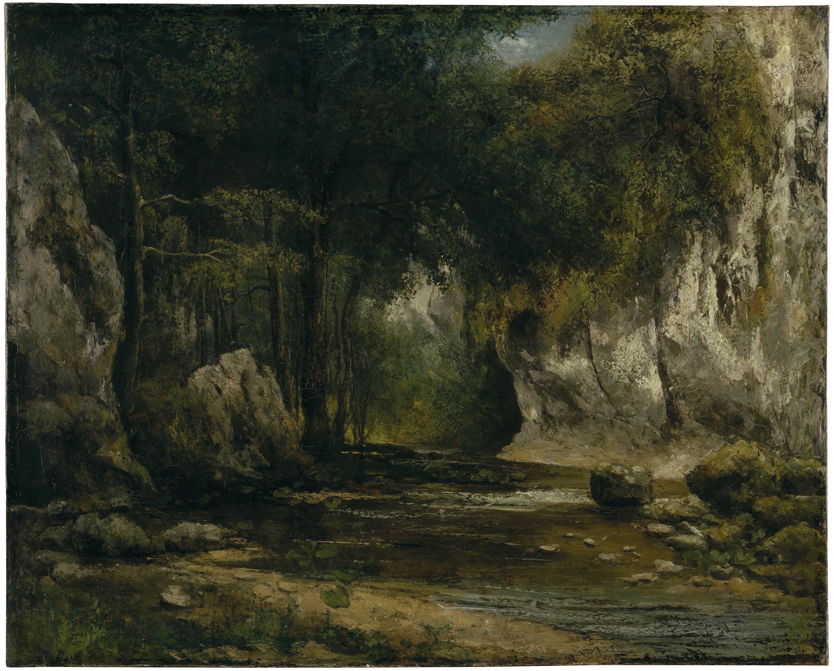 Waldlandschaft mit Bach nach 1855