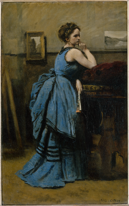 Jean-Baptiste Camille Corot
La Dame bleue (Blaue Dame), 1874
Öl auf Leinwand, 80 × 50,5 cm
Musée du Louvre, Paris
© Réunion des musées nationaux, Hervé Lewandowski
Jean-Baptiste Camille Corot
L’Algérienne oder Algérienne drapée de blanc
(Algerierin oder Weiss verhüllte Algerierin), 1870/73
Öl auf Leinwand, 79 × 60 cm
Arp Museum Bahnhof Rolandseck,
Stiftung Sammlung Gustav Rau, Remagen
© Sammlung Rau für UNICEF
Jean-Baptiste Camille Corot
Le Moine au violoncelle (Mönch mit Violoncello), 1874
Öl auf Leinwand, 72,5 × 51 cm
Hamburger Kunsthalle
© Hamburger Kunsthalle / bpk, Elke Walford