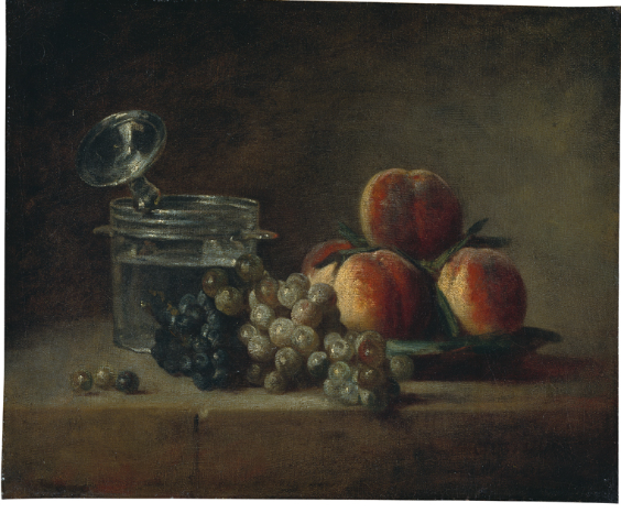 Jean-Siméon Chardin, Still Life with Crystal Vessel and Fruit c. 1759, Oil on canvas, 37 x 45,5 cm