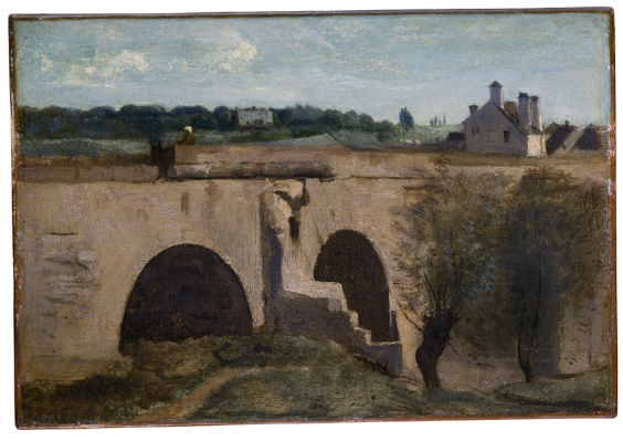 Camille Corot <br /> The Bridge at Mantes c. 1855–1860<br /> Oil on canvas, 23,5 x 35 cm