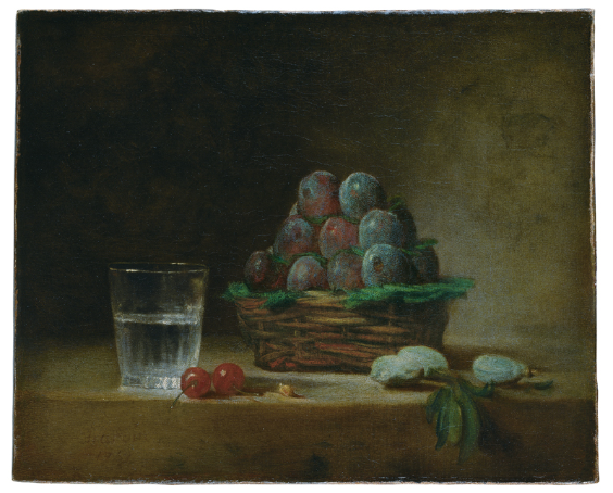 Jean-Siméon Chardin <br /> Still Life with Water Glass and Fruit 1759<br /> Oil on canvas, 37 x 45,5 cm