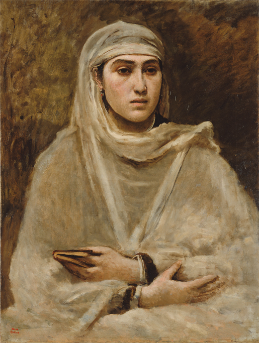 Jean-Baptiste Camille Corot
L’Algérienne oder Algérienne drapée de blanc (Algerierin oder Weiss verhüllte Algerierin), 1870/73
Öl auf Leinwand, 79 × 60 cm
Arp Museum Bahnhof Rolandseck,
Stiftung Sammlung Gustav Rau, Remagen
© Sammlung Rau für UNICEF