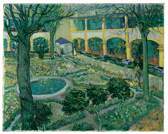 Vincent van Gogh<br /> La Cour de la maison de santé à Arles, 1889<br /> huile sur toile, 73 x 92 cm