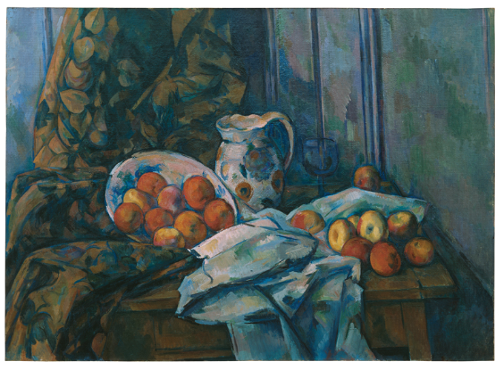 Paul Cézanne<br /> Nature morte au pot de fayence, vers 1900<br /> huile sur toile, 73,7 x 101 cm
