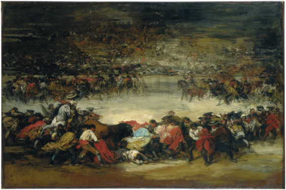 Eugenio Lucas Villamil (attribuito a), Corrida, attorno al 1880–85, olio su tela, 74x110 cm, Collezione Oskar Reinhart «Am Römerholz», Winterthur