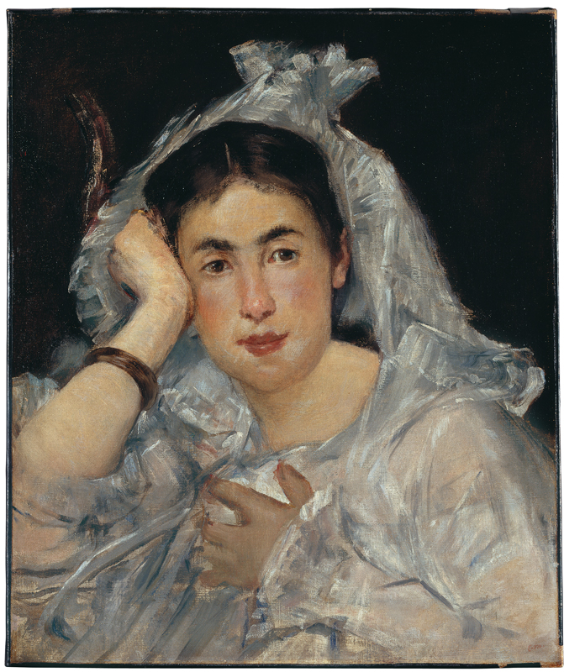 Edouard Manet<br /> Bildnis Marguerite de Conflans mit Kapuze, 1873<br /> Öl auf Leinwand, 55,5 x 46,5 cm