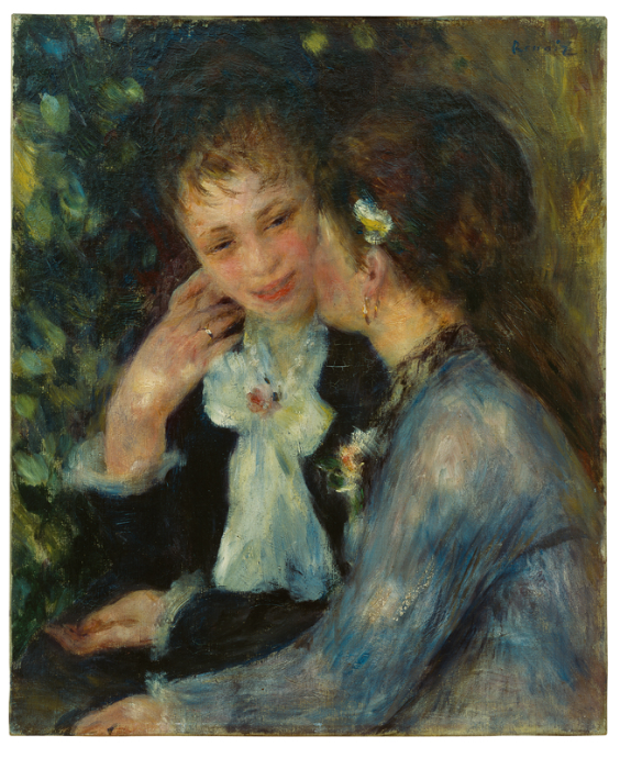 Pierre-Auguste Renoir, Vertrauliche Gespräche, um 1876/78, Öl auf Leinwand, 61,5 x 50,5 cm