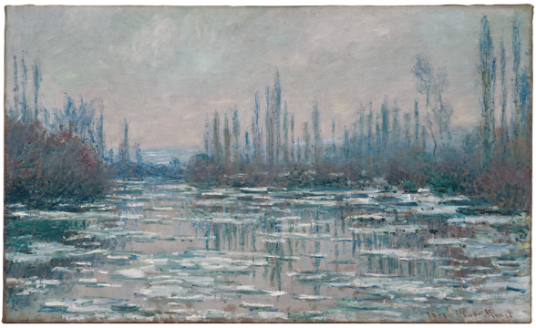 Claude Monet<br /> La Senna con ghiacci alla deriva, 1880-1881<br /> olio su tela, 60 x 99 cm