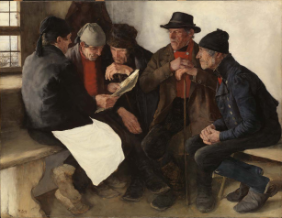 Wilhelm Leibl (1844–1900), Die Dorfpolitiker, 1877, Öl auf Holz, 76 x 97 cm, Museum Oskar Reinhart am Stadtgarten, Winterthur